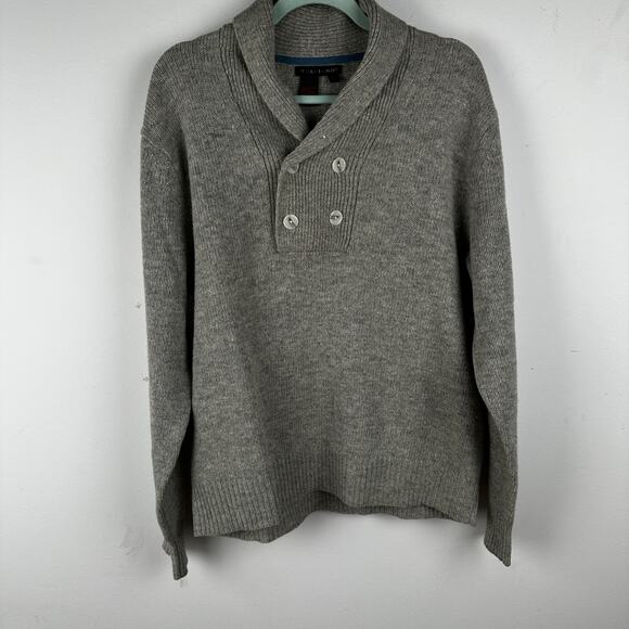 Remo Tulliani Other - Tulliano marled lambswool shawl collar pullover sweater Button